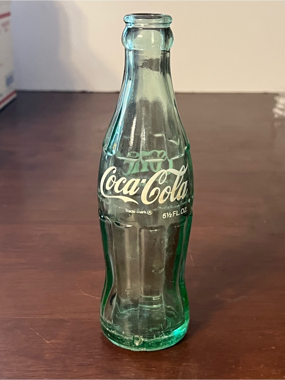 Coca Cola Green Glass Bottle with White Logo